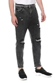 Erkek Bol Kesim Yırtık Detaylı Eskitme Efektli Jean Kot Pantolon - 1