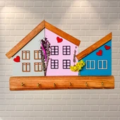 Veraart Ahşap Ev Çiçek Anahtar Askılığı 6 Kanca Anahtar Askısı Organizer Anahtar Düzenleyici - 1