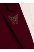 Kırmızı Kristal Taşlı Kelebek Broş - 2