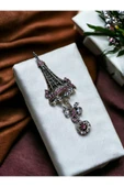 Renkli Kristal Taşlı Şemsiye Figür Broş - 5