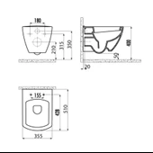 Creavit Terra Rim-Off Asma Klozet Beyaz TP329(Kapak Hariçtir) - 4