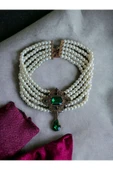 Baget ve Su Damlası Taşlı İnci Choker Kolye - 6