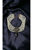 Baget ve Su Damlası Taşlı İnci Choker Kolye - 9