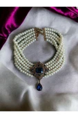 Baget ve Su Damlası Taşlı İnci Choker Kolye - 2