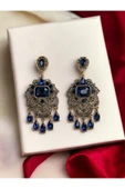 Kristal Taşlı Su Damlaları Sallantılı Küpe - 7
