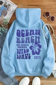 Ocean Beach Baskılı Oversize Sweatshirt - 1