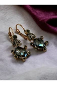 Oval Kristal Taşlı Küpe - 5