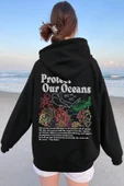 Oceans Baskılı Oversize Sweatshirt - 3