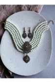 Black Diamond Zirkon Taşlı İnci Kolye ve Küpe Seti - 2