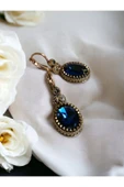 Kristal Taşlı Oval Kesim Sallantılı Küpe - 7