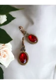 Kristal Taşlı Oval Kesim Sallantılı Küpe - 5