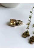 Sarı Kristal Taşlı Yüzük - 1