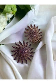Zirkon Taşlı Güneş Figür Küpe - 9