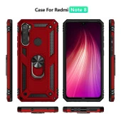 Xiaomi Redmi Note 8 Kılıf Yüzüklü Standlı Tank Zırh Silikon - 12