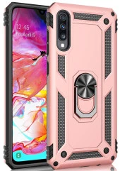 Samsung Galaxy A70 Kılıf Yüzüklü Standlı Tank Zırh Silikon - 2