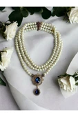 Black Diamond Kristal Taşlı İnci Kolye - 12
