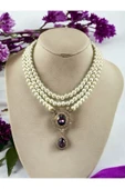 Black Diamond Kristal Taşlı İnci Kolye - 8