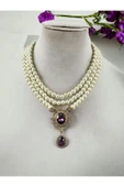 Black Diamond Kristal Taşlı İnci Kolye - 6