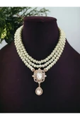 Black Diamond Kristal Taşlı İnci Kolye - 4