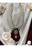 Black Diamond Kristal Taşlı İnci Kolye - 3