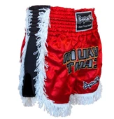 DragonDo MT3020 Apache Muaythai Şortu Kırmızı Püsküllü Şort Nakışlı Muay Thai Şortu - 3