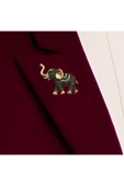 Turkuaz Taşlı Fil Motif Broş - 5