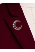 Zirkon Taşlı Elmas Montür Hilal Broş - 2
