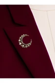 Zirkon Taşlı Elmas Montür Hilal Broş - 7