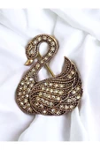 İnci Kuğu Motif Broş - 12
