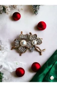 Kristal Taşlı Çiçek Figürlü Broş - 6