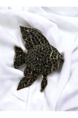 Black Diamond Taşlı Melek Balığı Motifli Broş - 2