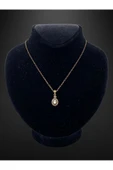 Oval Kesim Zirkon Taşlı Kolye - 6