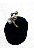 Oval Kesim Zirkon Taşlı Yüzük - 8