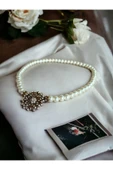 Beyaz Kristal Taşlı Dandelion İnci Kolye - 1