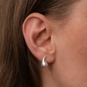 Gümüş Gözyaşı Damla Çivili Kadın Küpe - 5