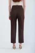 Kadın Beli Lastikli Likralı Yan Cepli Jean Pantolon Kahverengi - 7