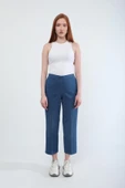 Kadın Beli Lastikli Likralı Yan Cepli Jean Pantolon Mavi - 4