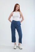 Kadın Beli Lastikli Likralı Yan Cepli Jean Pantolon Mavi - 3