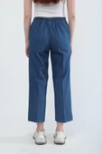 Kadın Beli Lastikli Likralı Yan Cepli Jean Pantolon Mavi - 7