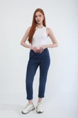 Kadın Likralı Esnek Lacivert Rins Jean Pantolon - 3