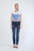 Kadın Slim Fit Likralı Lacivert Jean Pantolon - 4