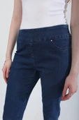 Kadın Likralı Esnek Lacivert Rins Jean Pantolon - 8