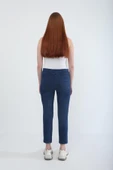 Kadın Likralı Esnek Lacivert Rins Jean Pantolon - 6