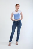Kadın Slim Fit Likralı Lacivert Jean Pantolon - 3