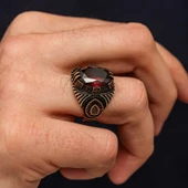 Gümüş Kırmızı Fasetli Taşlı Erkek Yüzük  SL10583 thumbnail 2