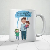 Benim Babam En Süper Baba Babalar Günü Kupa Bardak Baskılı Kahve Kupa Bardak thumbnail 1