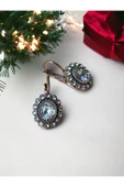 Kristal Taşlı Oval Küpe - 5