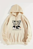 I'm Not Short Baskılı Unisex Oversize Sweatshirt - 3