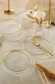 Fecra Loren 6'lı Pasta Tabağı Seti Gold Fileli 16 Cm - 1
