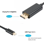 4467 Type C Usb 3.1 To Displayport Çevirici Dönüştürücü Adaptör Kablosu thumbnail 3